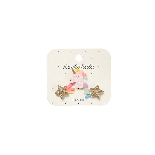 Rockahula - Ringe "Rainbow Unicorn", 3er Set
