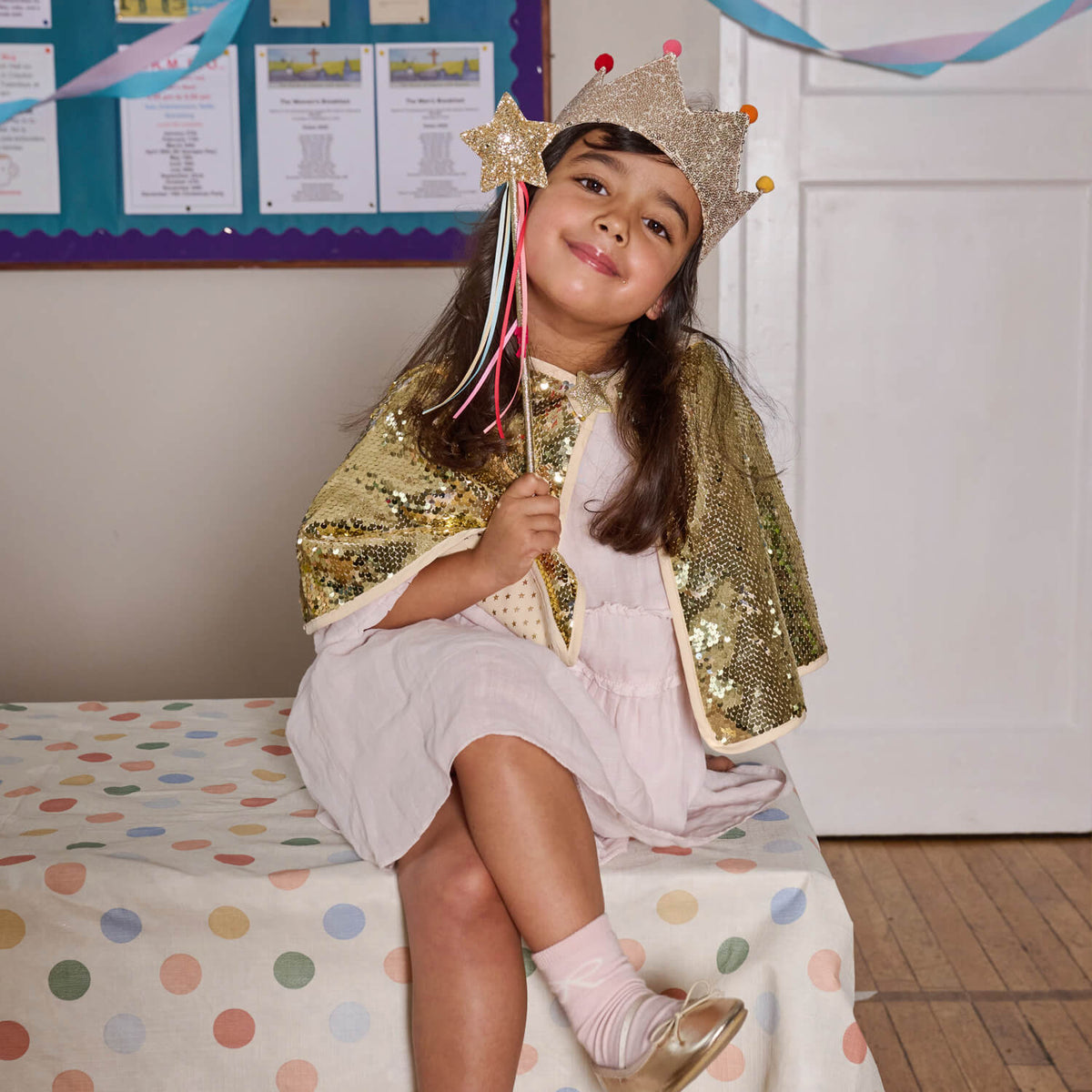 Rockahula Geburtstagskrone - Kinderkrone "Gold Sequin Pom Pom"