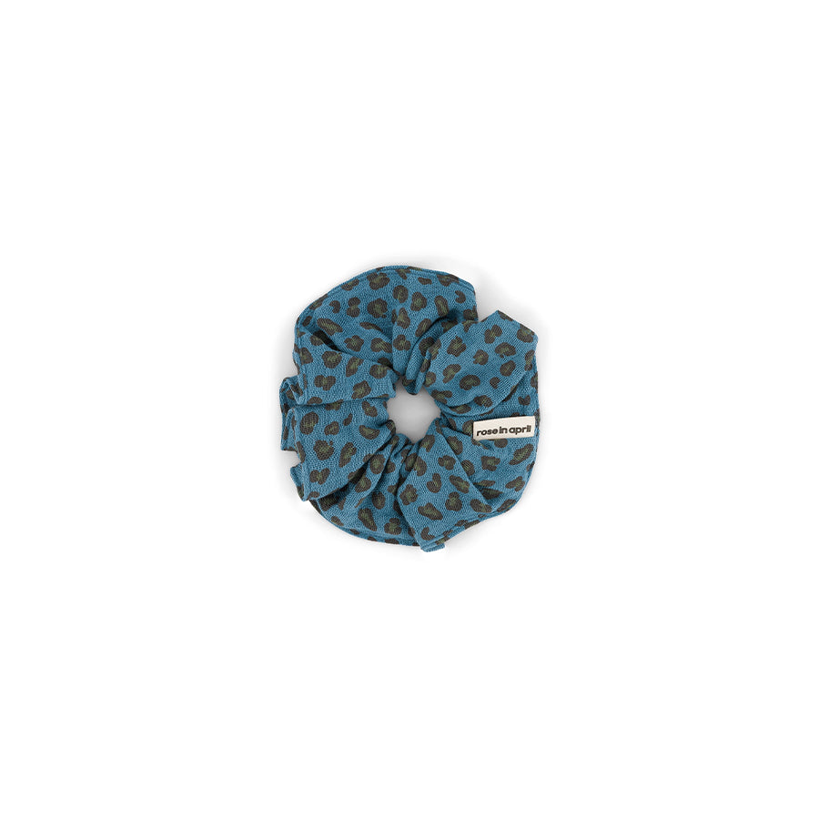 Rose in April - Haargummi "Scrunchie Leopard Blue Jean"