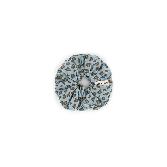 Rose in April - Haargummi "Scrunchie Leopard Sky Blue"