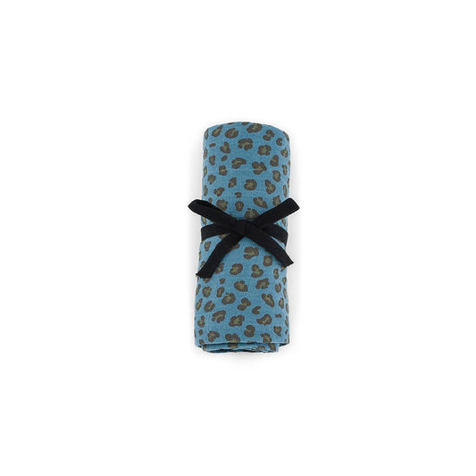 Rose in April - Mulltuch "Leopard Blue", 70 x 70 cm und 100 x 100 cm