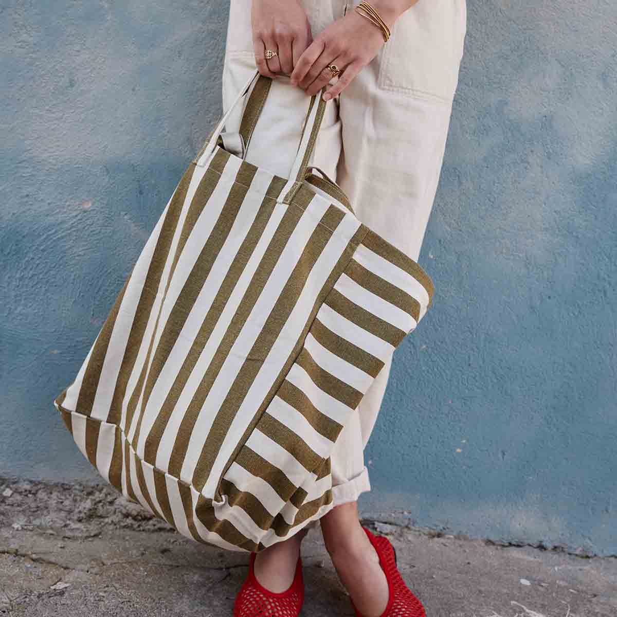 Rose in April - Tasche / Strandtasche / Shopper "Stripes Olive"