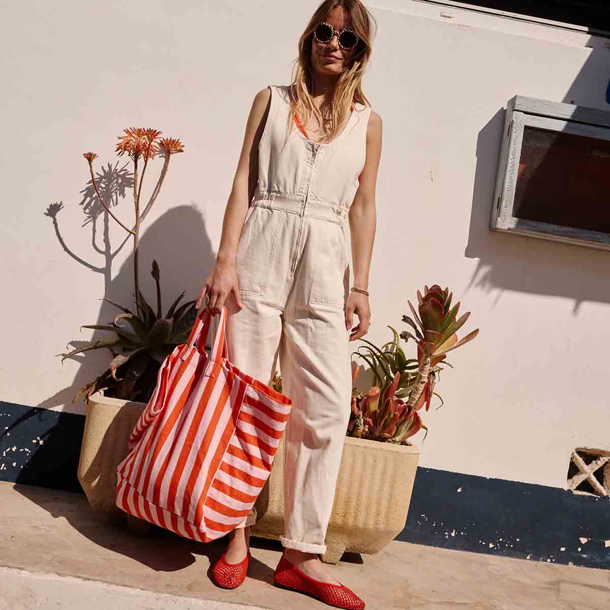 Rose in April - Tasche / Strandtasche / Shopper "Tomato / Candy Pink"