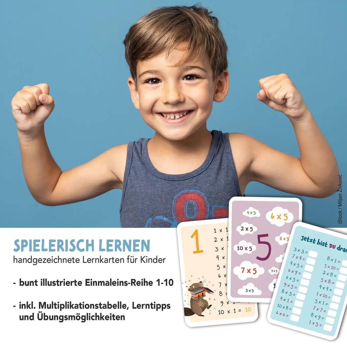 Rüsselfuchs – Einmaleinskarten mit Zahlenreihen 1-10 inkl. Lerntipps & Übungen "Das kleine Einmaleins"