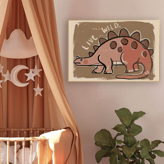 Studio Loco - Poster "Dino Wildlife" Braun/Rosa 50x70cm