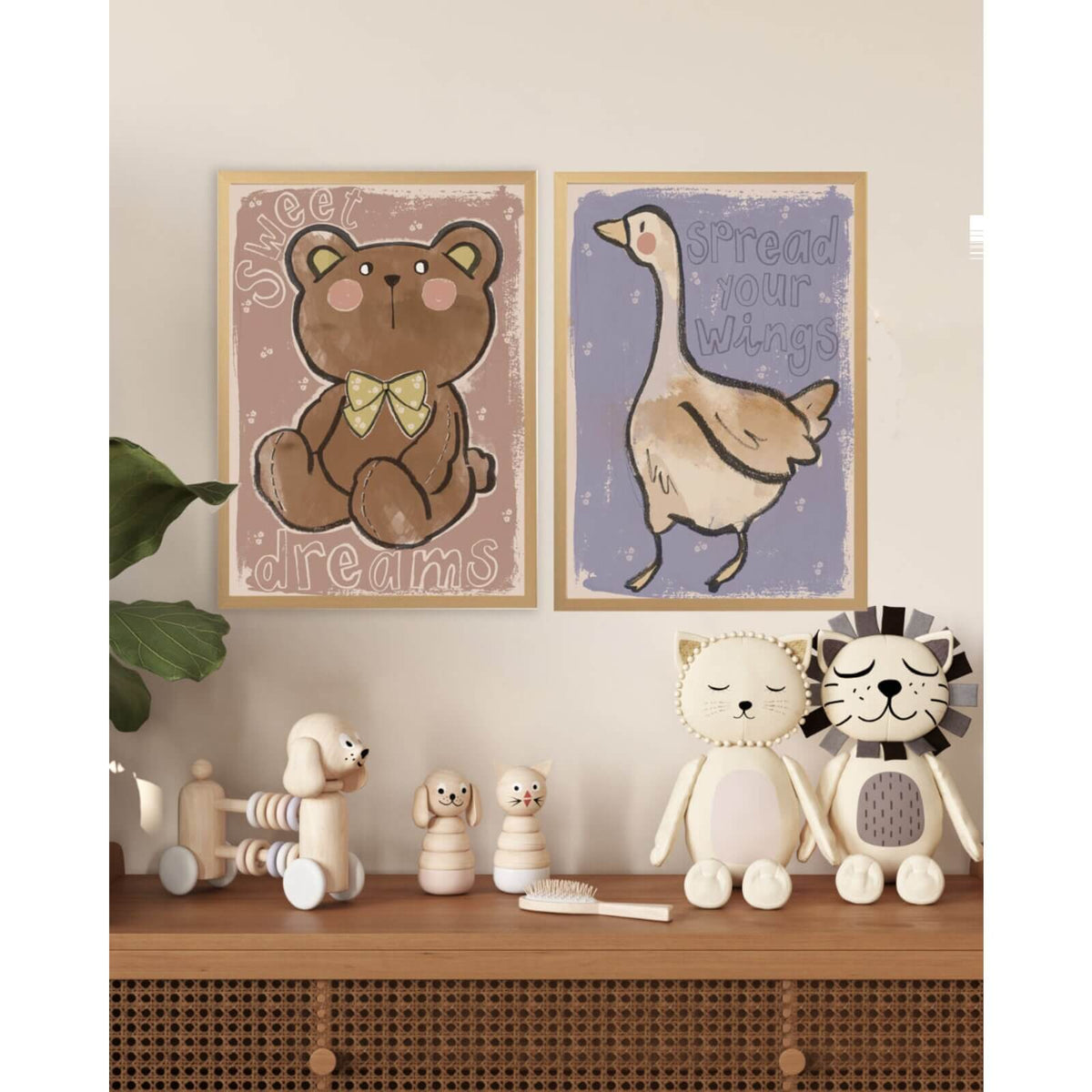 Studio Loco - Poster "Bär Sweet Dreams" Braun/Altrosa 50x70cm