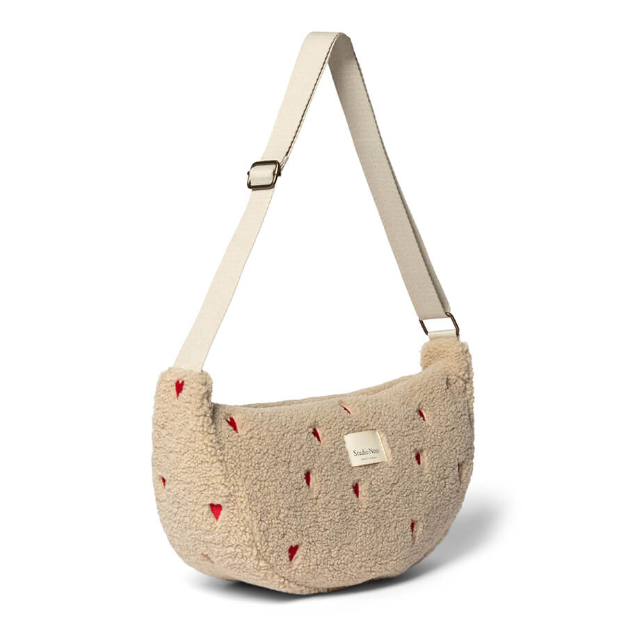 Studio Noos - Tasche "Adult Fanny Pack Teddy Ecru Hearts", Bauchtasche