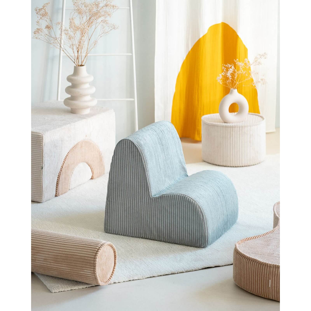 Wigiwama – Kinder Sessel "Wolke" Cord Softmint 50x60cm