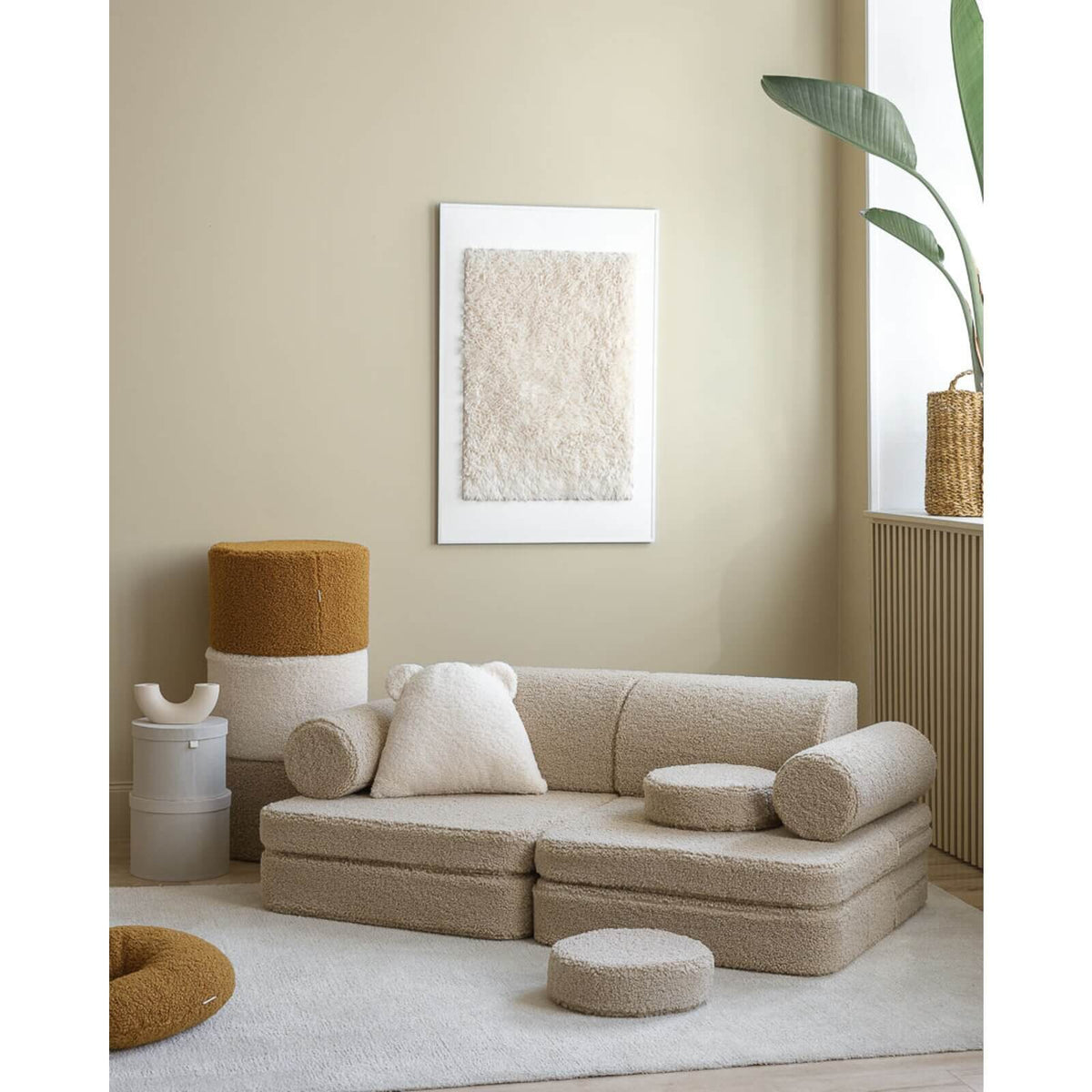Wigiwama – Kinder Spielsofa Modular "Settee" Teddy Beige 9-tlg.