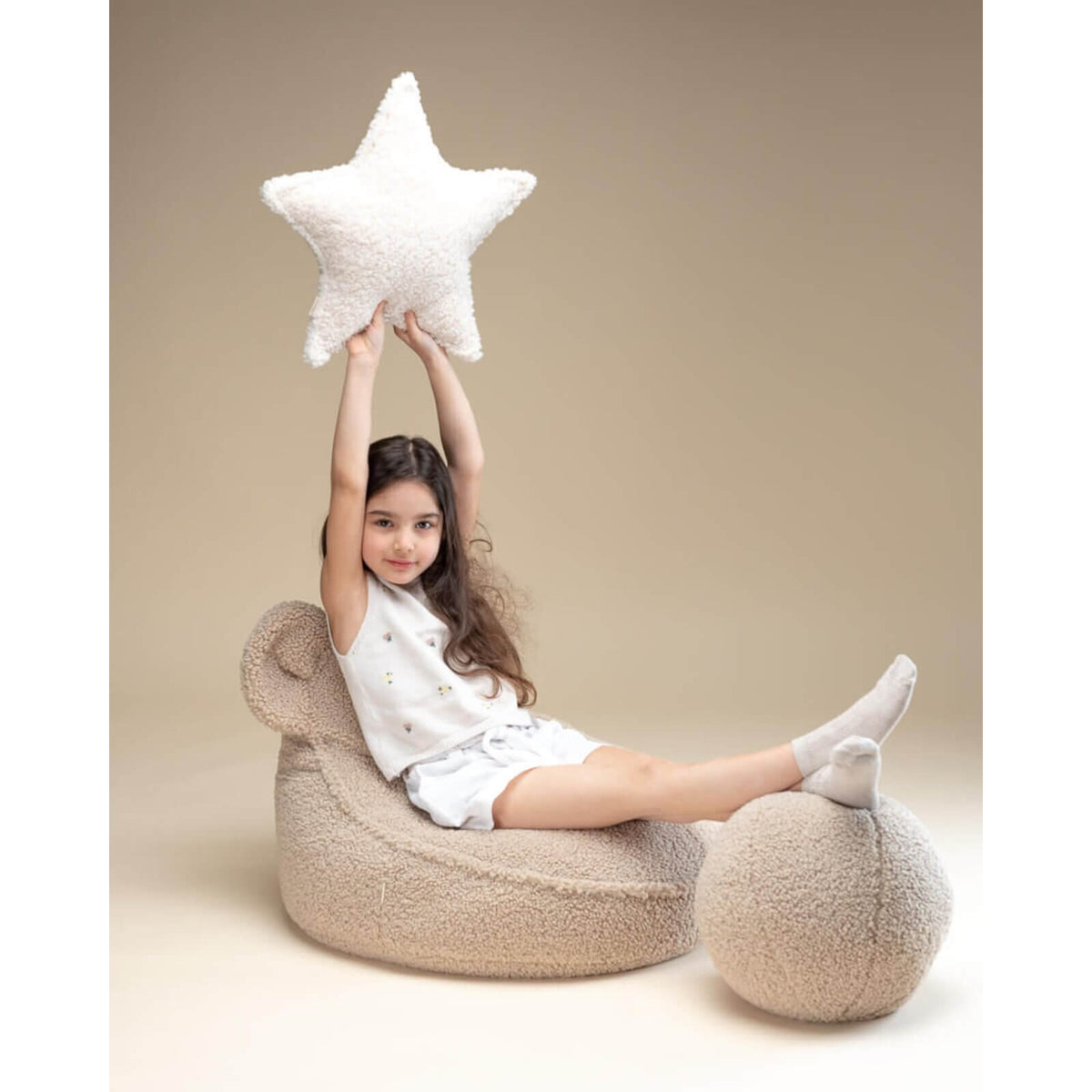 Wigiwama – Kinder Sitzsack "Bär" Teddy Beige