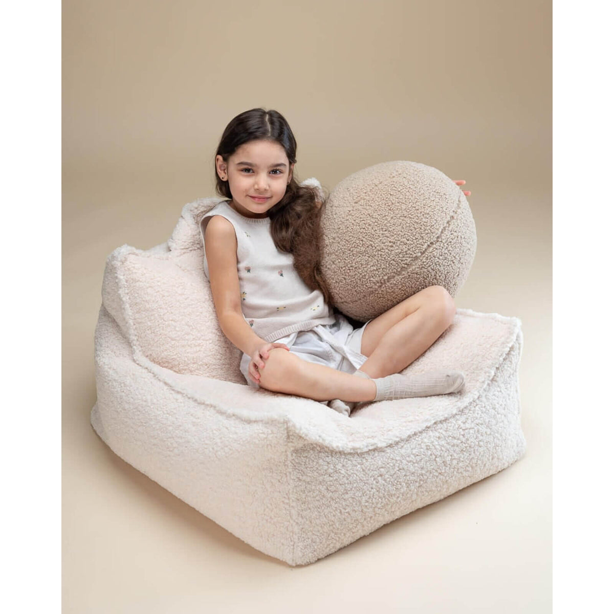 Wigiwama – Kinder Sessel/Sitzsack Teddy Creme 80cm