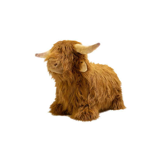 Wild & Soft – Hüpftier „Highland Cow“ aus Plüsch mit Pumpe, handgefertigt