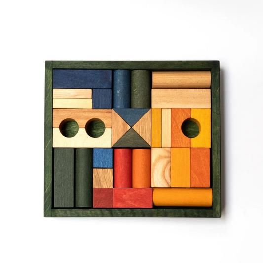 Wooden Story Holzbauklötze Rainbow - 30 Teile mit Holzkasten